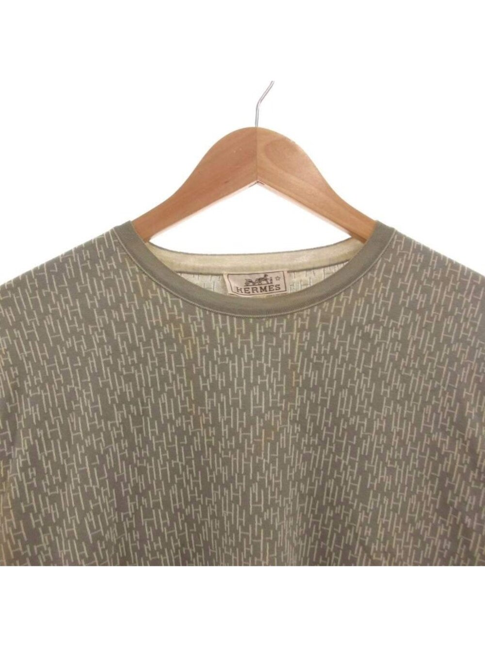 Hermes T-Shirt Stretch Knit Short Sleeve Star Mark Logo All Over - Picture 3 of 8